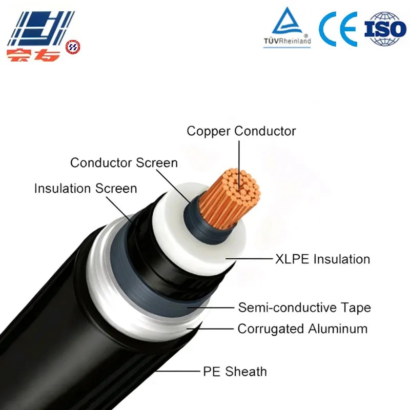 Высоковольтный силовой кабель Cu-XLPE-Al (гофрированный)-PE